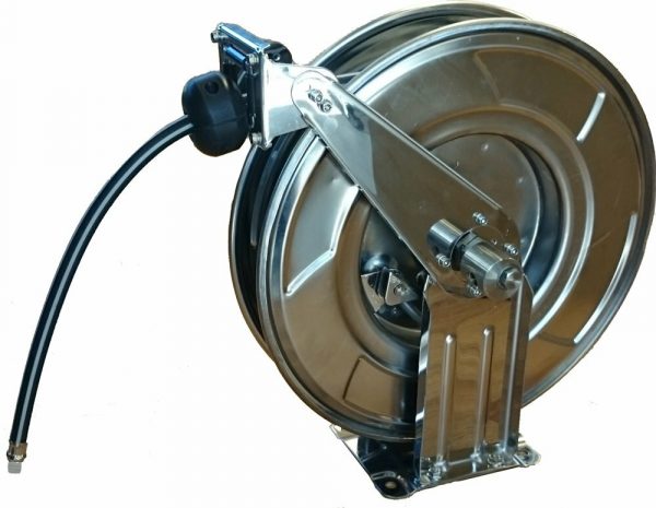 UNOREEL Open Hose Reel Stainless Steel with RubTech 10x17mm 20m with 3/8 Out.