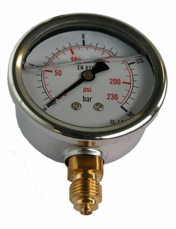 Manometer 16 Bar 1/4 Ned Metal Glycerin