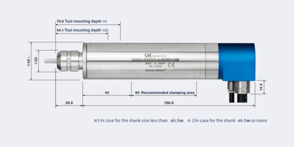 BMS-4040RA-RGD Motorspindel Robust, vinklad sladd 0,3m (40.000 rpm) Dia. 40mm - Image 2