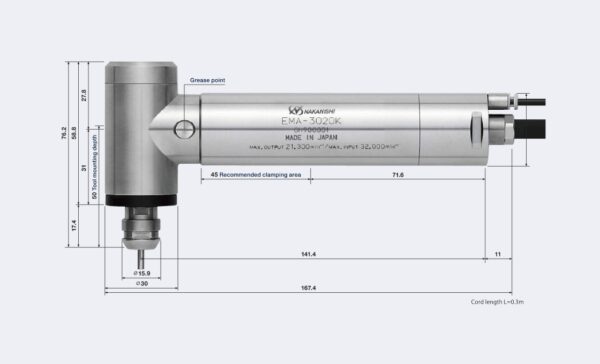 EMA-3020K Vinklad Motorspindel Std. vinkelhuvud (21.300 rpm) Dia. 30mm - Bild 2