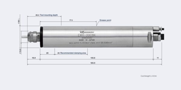 EMR-3008K Motorspindel med reduktionsväxel (8.000 rpm) Dia. 30mm - Bild 2