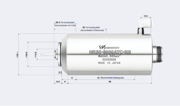 NR50-6000ATC-RS Spindel med verktygsbyte (60.000 rpm) Dia. 50mm - Image 2