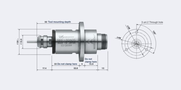 NRF-3060S Kort Spindel med fläns (60.000 rpm) Dia. 30mm - Bild 2