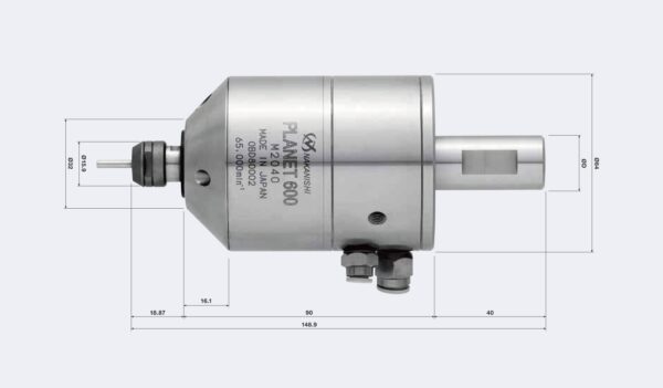 PL600-M2040 PLANET 600 Luft turbin Spindel för jiggslipning (65.000 rpm) Dia. 64mm - Bild 2